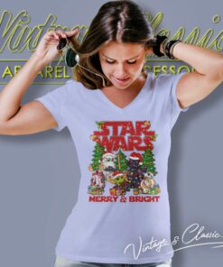 Star Wars Santa Christmas Tree V Neck TShirt