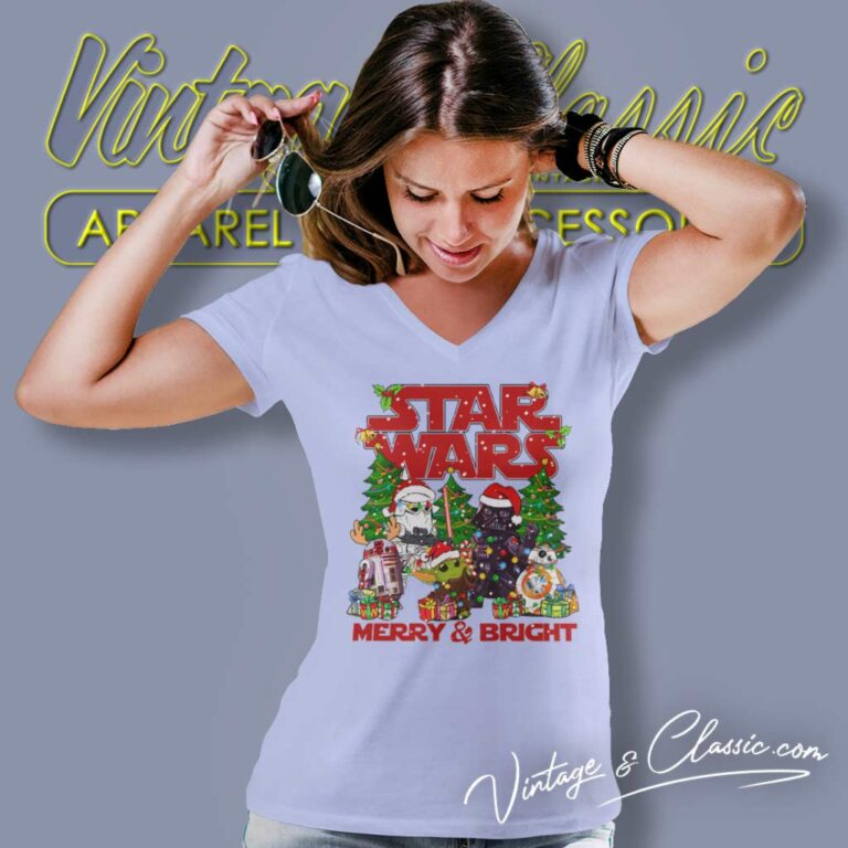 Star Wars Santa Christmas Tree V Neck TShirt Star Wars Santa Christmas Tree V Neck TShirt