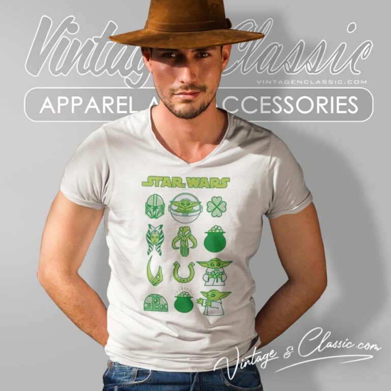 The Mandalorian St Patricks Day Character Chart V Neck TShirt The Mandalorian St Patricks Day Character Chart V Neck TShirt