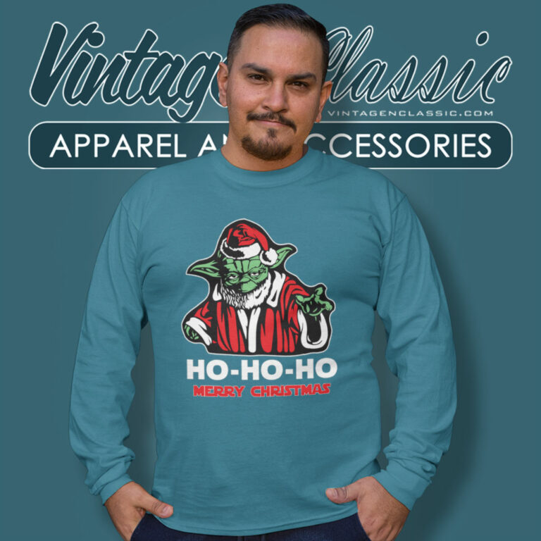 Star Wars Yoda Ho Ho Ho Merry Christmas Long Sleeve Tee Star Wars Yoda Ho Ho Ho Merry Christmas Long Sleeve Tee