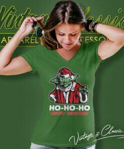 Star Wars Yoda Ho Ho Ho Merry Christmas V Neck TShirt