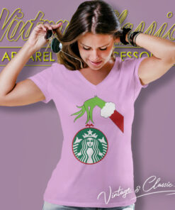 Starbucks Grinch Christmas V Neck TShirt