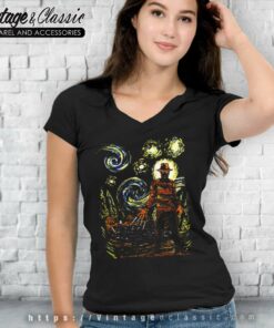 Starry Night Halloween Nightmare Street V Neck TShirt