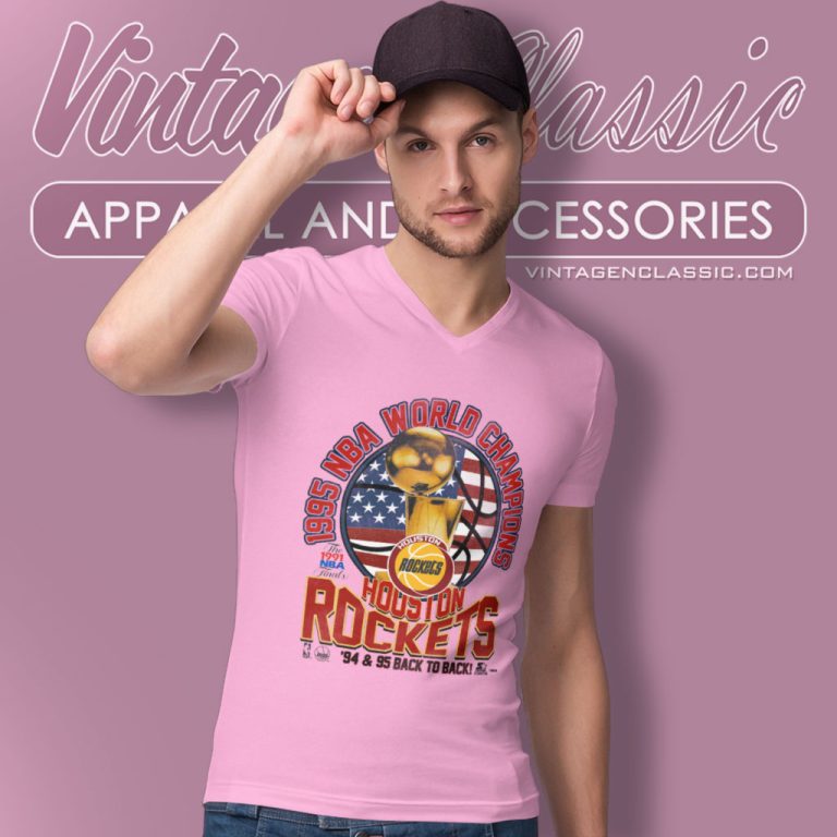 Starter Houston Rockets 1995 World Champions Back To Back V Neck TShirt Starter Houston Rockets 1995 World Champions Back To Back V Neck TShirt