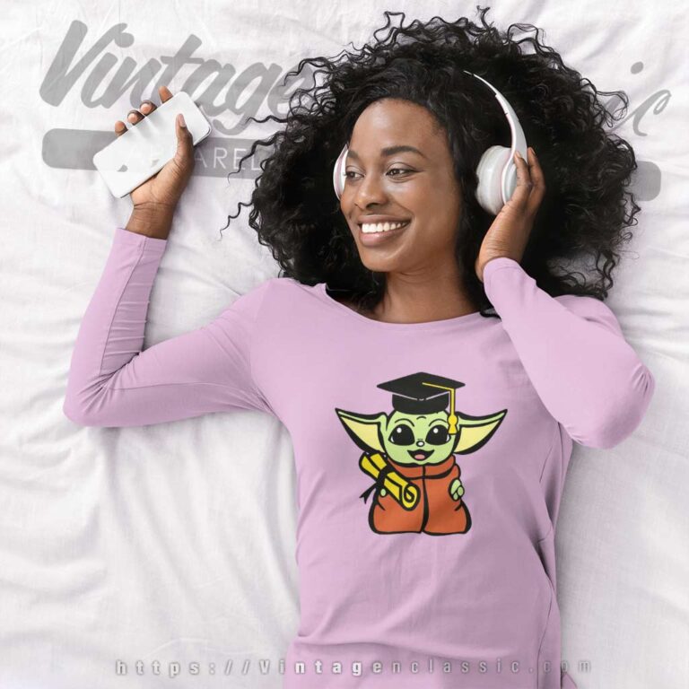 Starwars Baby Yoda Graduation Long Sleeve Tee Starwars Baby Yoda Graduation Long Sleeve Tee