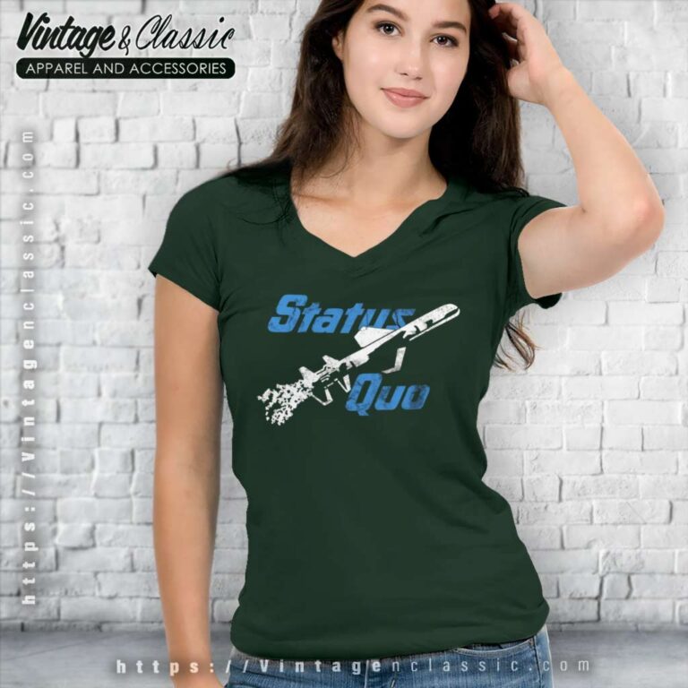 Status Quo Rocket Logo V Neck TShirt Status Quo Rocket Logo V Neck TShirt