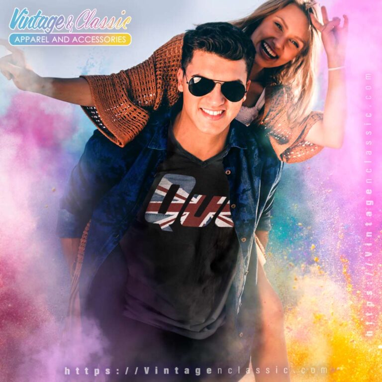 Status Quo Uk Logo Fill V Neck TShirt 1 Status Quo Uk Logo Fill V Neck TShirt 1