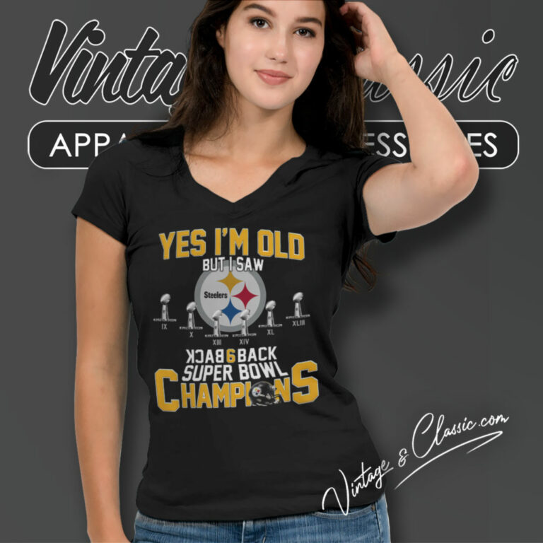 Steelers Back To Back Super Bowl Champions V Neck TShirt Steelers Back To Back Super Bowl Champions V Neck TShirt
