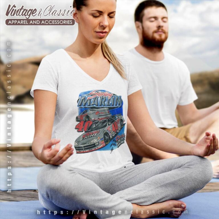 Sterling Marlin Coors Light Silver Bullet V Neck TShirt Sterling Marlin Coors Light Silver Bullet V Neck TShirt