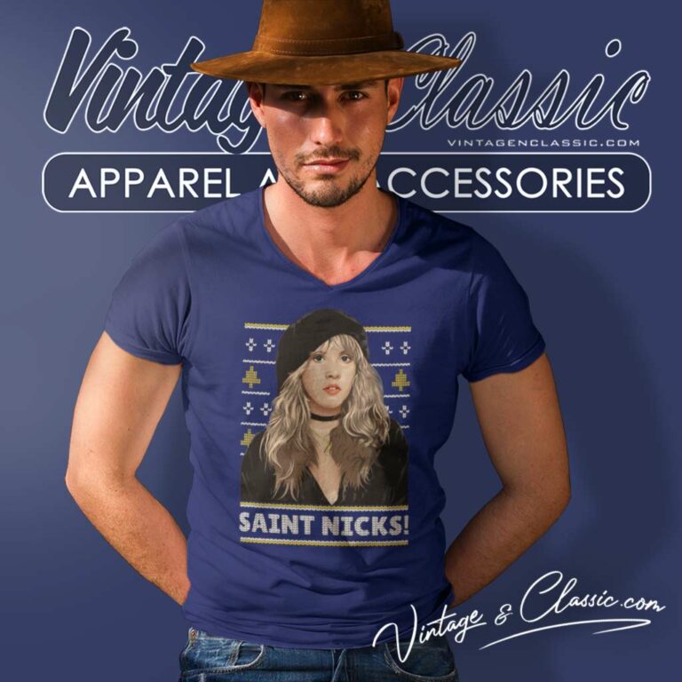Stevie Nicks Saint Nicks Christmas V Neck TShirt Stevie Nicks Saint Nicks Christmas V Neck TShirt