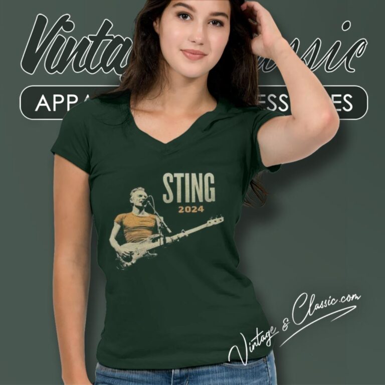 Sting Tour Shirt 2024 Official Merchandise Europe Concert V Neck TShirt Sting Tour Shirt 2024 Official Merchandise Europe Concert V Neck TShirt