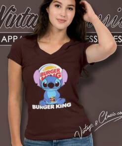 Stitch Burger King Logo V Neck TShirt
