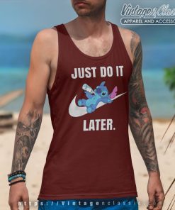 Stitch Drinking Milk Nike Just Do It Later Tank Top Racerback