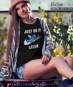 Stitch Drinking Milk Nike Just Do It Later Women T Shirt