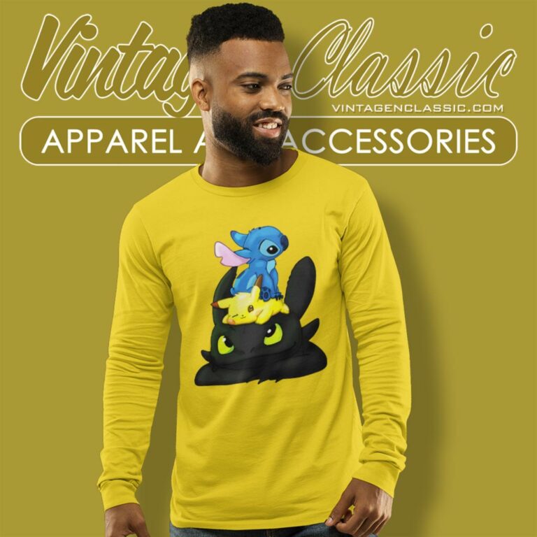 Stitch Pikachu Toothless Long Sleeve Tee Stitch Pikachu Toothless Long Sleeve Tee