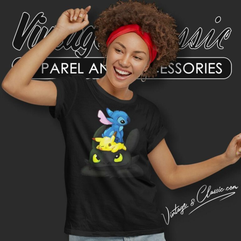 Stitch Pikachu Toothless Women T Shirt Stitch Pikachu Toothless Women T Shirt
