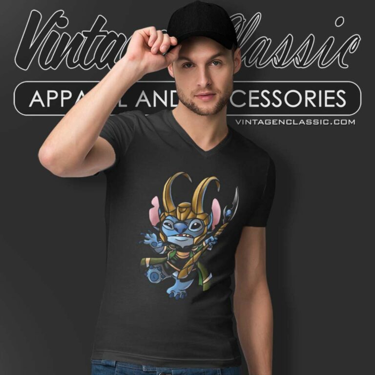 Stitch With Loki Film 2021 V Neck TShirt Stitch With Loki Film 2021 V Neck TShirt
