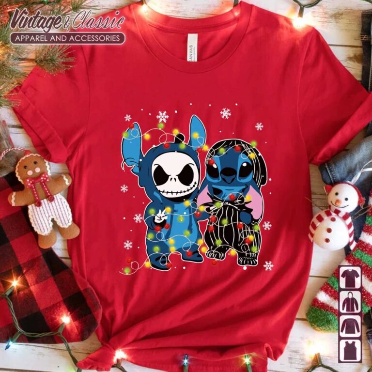 Stitch and Jack Skellington Christmas Light Shirt Stitch and Jack Skellington Christmas Light Shirt