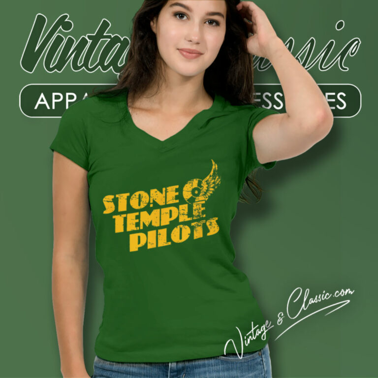 Stone Temple Pilots Tire Wings Logo V Neck TShirt Stone Temple Pilots Tire Wings Logo V Neck TShirt
