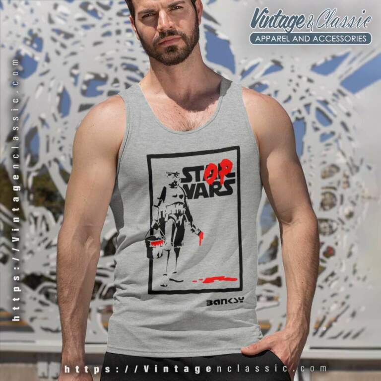 Stormtrooper Banksy Stop Wars Star Wars Tank Top Racerback Stormtrooper Banksy Stop Wars Star Wars Tank Top Racerback