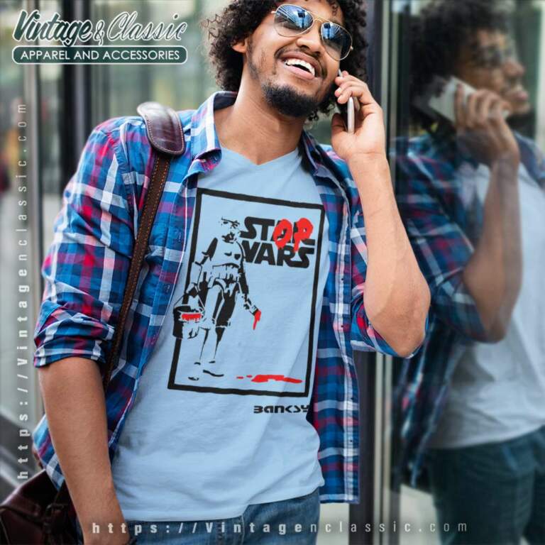 Stormtrooper Banksy Stop Wars Star Wars V Neck TShirt Stormtrooper Banksy Stop Wars Star Wars V Neck TShirt