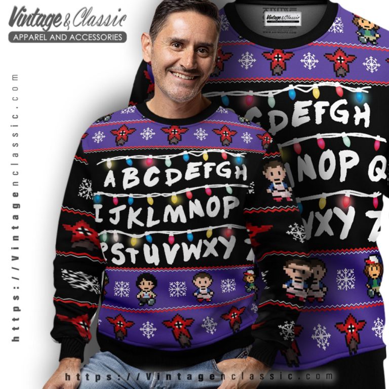 Stranger Things Abcd Ugly Christmas Sweater Men Ugly Sweater Stranger Things Abcd Ugly Christmas Sweater Men Ugly Sweater