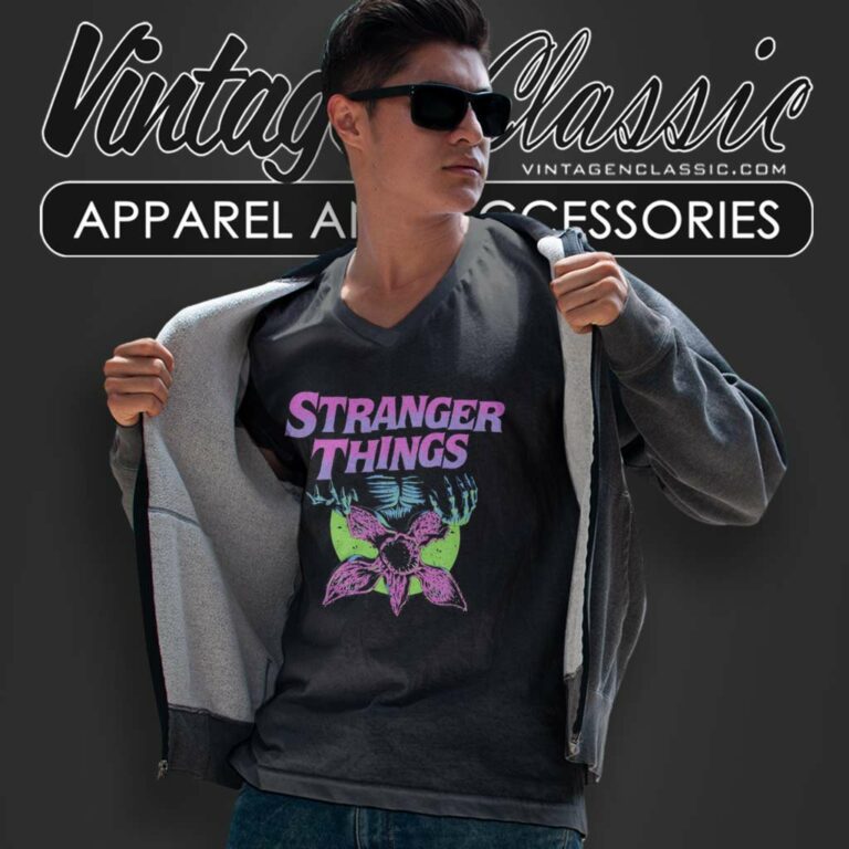Stranger Things Demogorgon Moon V Neck TShirt Stranger Things Demogorgon Moon V Neck TShirt