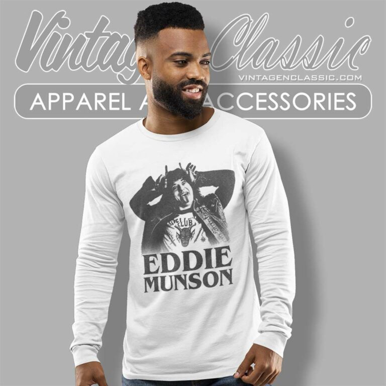 Stranger Things Eddie Munson Horns Long Sleeve Tee 1 Stranger Things Eddie Munson Horns Long Sleeve Tee 1