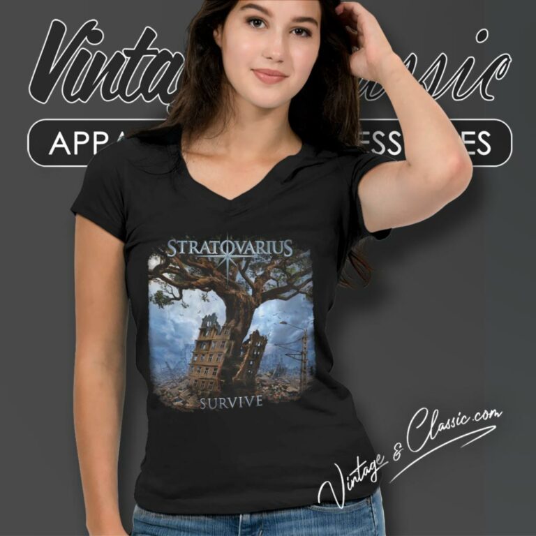 Stratovarius Survive Tree V Neck TShirt Stratovarius Survive Tree V Neck TShirt