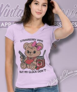 Strawberry Jams But My Glock Dont V Neck TShirt