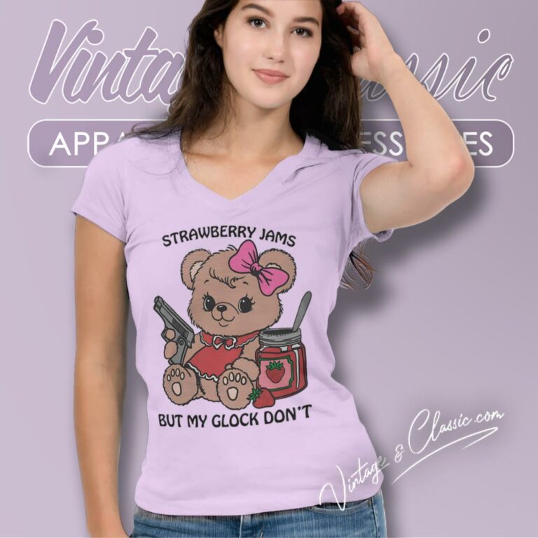 Strawberry Jams But My Glock Dont V Neck TShirt Strawberry Jams But My Glock Dont V Neck TShirt