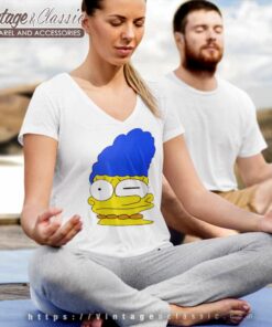 Stretched Marge Simpson V Neck TShirt