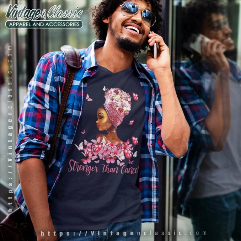 Stronger Than Cancer Shirt Breast Cancer Awareness Month V Neck TShirt Stronger Than Cancer Shirt Breast Cancer Awareness Month V Neck TShirt