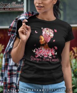 Stronger Than Cancer Shirt Breast Cancer Awareness Month Women TShirt