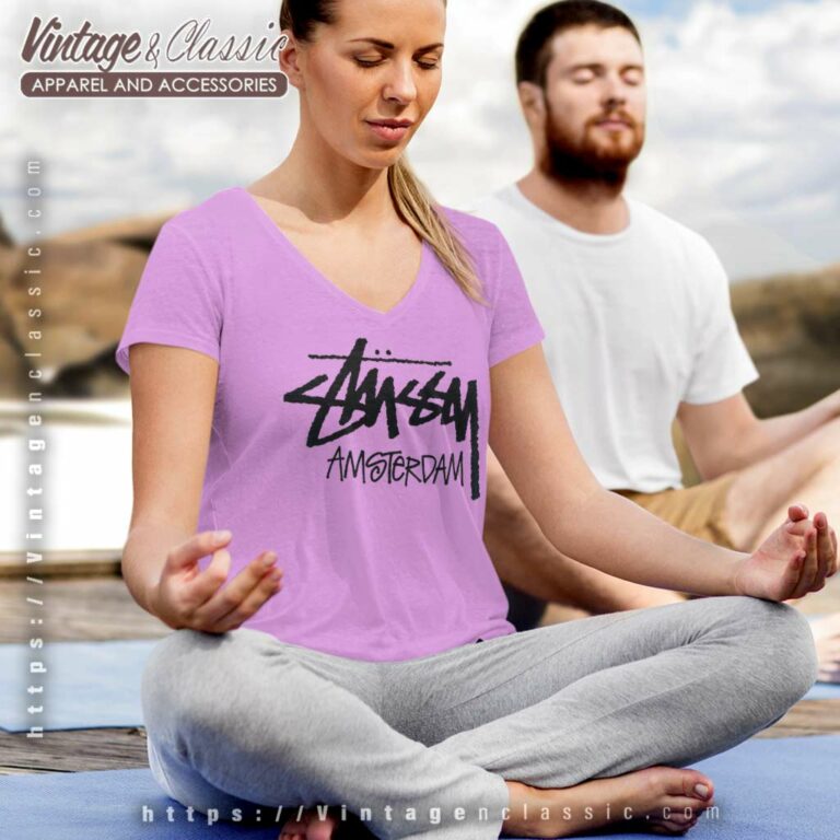Stussy Amsterdam Basic Logo V Neck TShirt Stussy Amsterdam Basic Logo V Neck TShirt