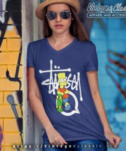 Stussy Bart Simpson Skate V Neck TShirt