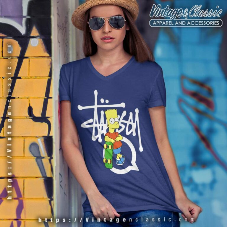Stussy Bart Simpson Skate V Neck TShirt Stussy Bart Simpson Skate V Neck TShirt