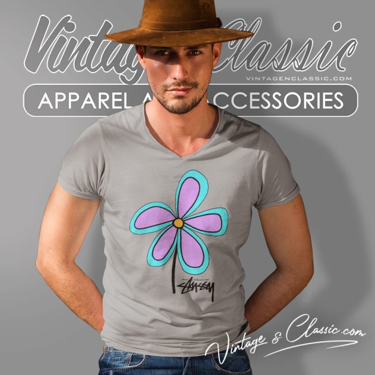 Stussy Flower V Neck TShirt Stussy Flower V Neck TShirt