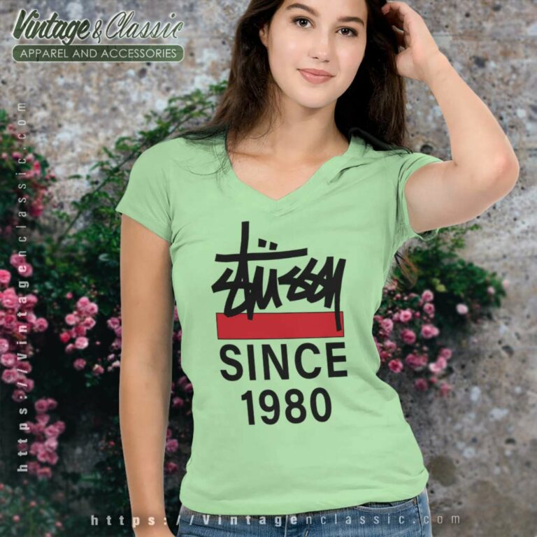 Stussy Since 1980 Big Logo V Neck TShirt Stussy Since 1980 Big Logo V Neck TShirt