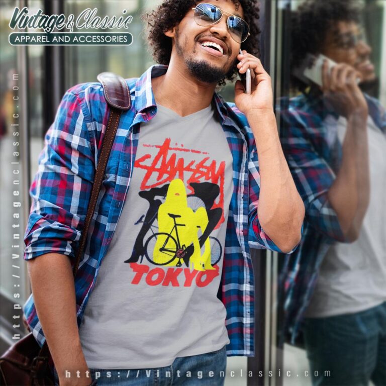 Stussy Tokyo Bicycle Shirt V Neck TShirt Stussy Tokyo Bicycle Shirt V Neck TShirt