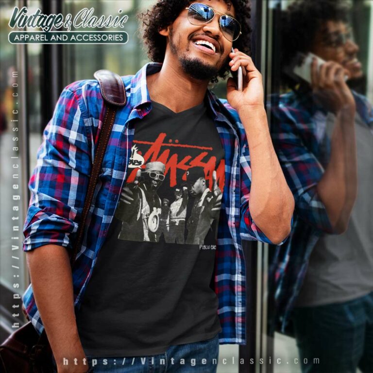 Stussy Yo Mtv Raps Public Enemy V Neck TShirt Stussy Yo Mtv Raps Public Enemy V Neck TShirt