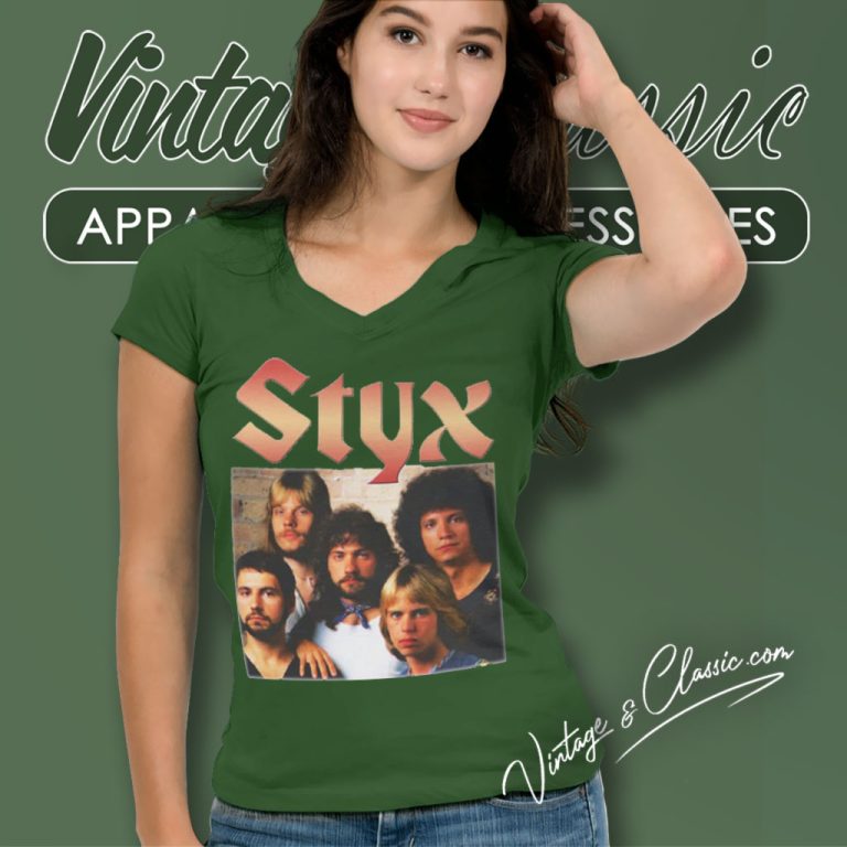 Styx Band Photo V Neck TShirt Styx Band Photo V Neck TShirt