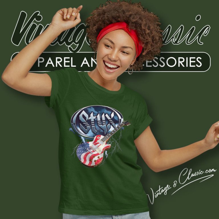 Styx Flag Guitar Women T Shirt Styx Flag Guitar Women T Shirt
