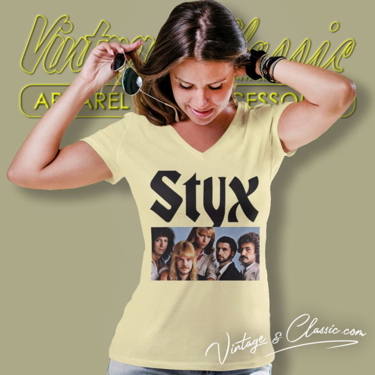 Styx Rock Band V Neck TShirt Styx Rock Band V Neck TShirt