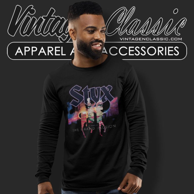 Styx Shirt 40 Years The Grand Illusion Long Sleeve Tee 1 Styx Shirt 40 Years The Grand Illusion Long Sleeve Tee 1