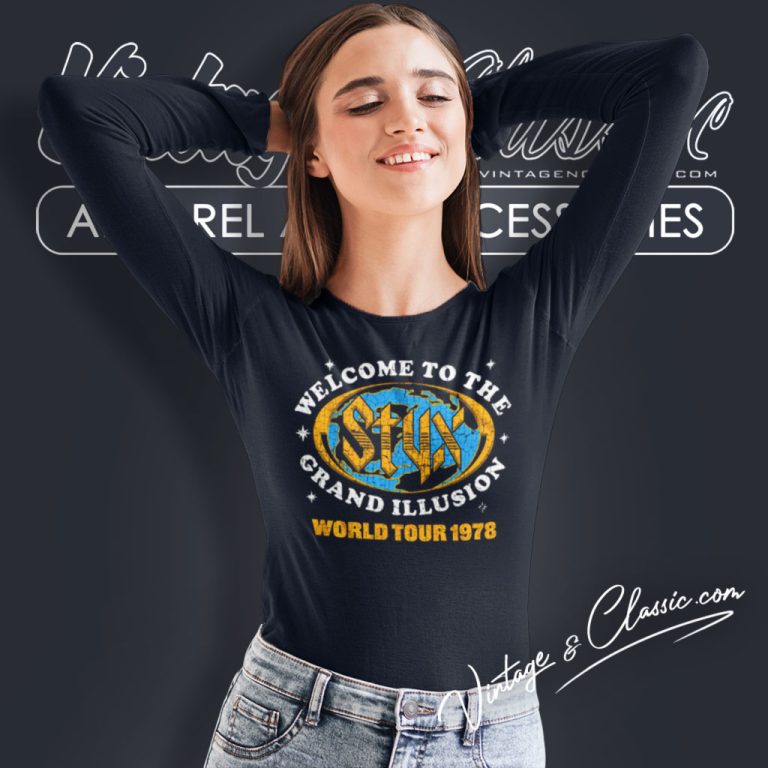Styx Shirt Grand Illusion Tour 78 Long Sleeve Tee Styx Shirt Grand Illusion Tour 78 Long Sleeve Tee