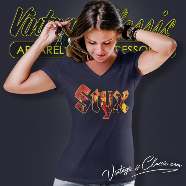 Styx Shirt Pieces Of Eight V Neck TShirt Styx Shirt Pieces Of Eight V Neck TShirt
