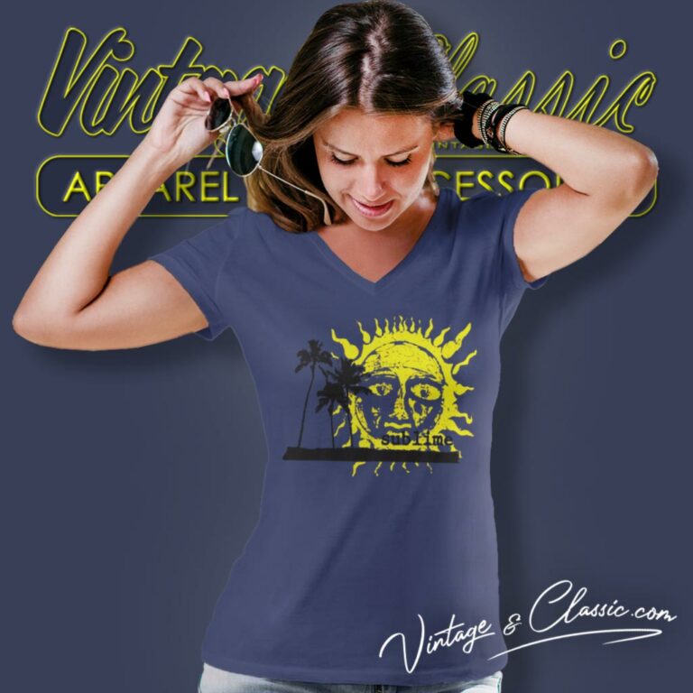 Sublime Palm Trees With Sun V Neck TShirt Sublime Palm Trees With Sun V Neck TShirt