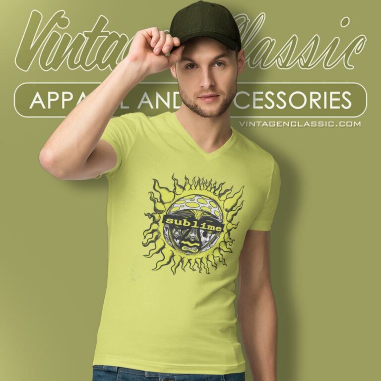 Sublime Psychedelic Sun Green V Neck TShirt Sublime Psychedelic Sun Green V Neck TShirt