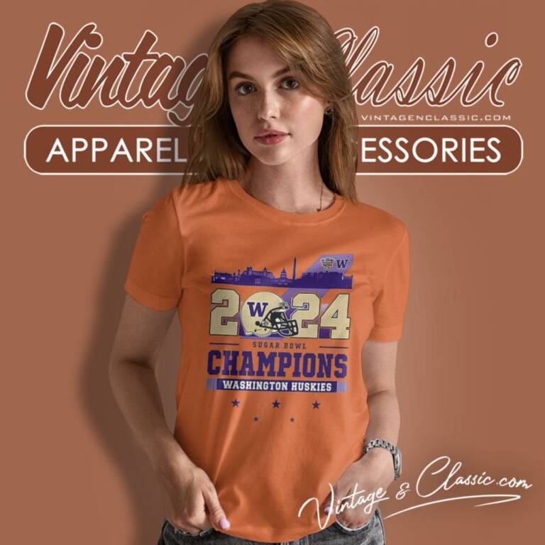 Sugar Bowl Champions Washington Huskies 2024 Skyline Women T Shirt Sugar Bowl Champions Washington Huskies 2024 Skyline Women T Shirt